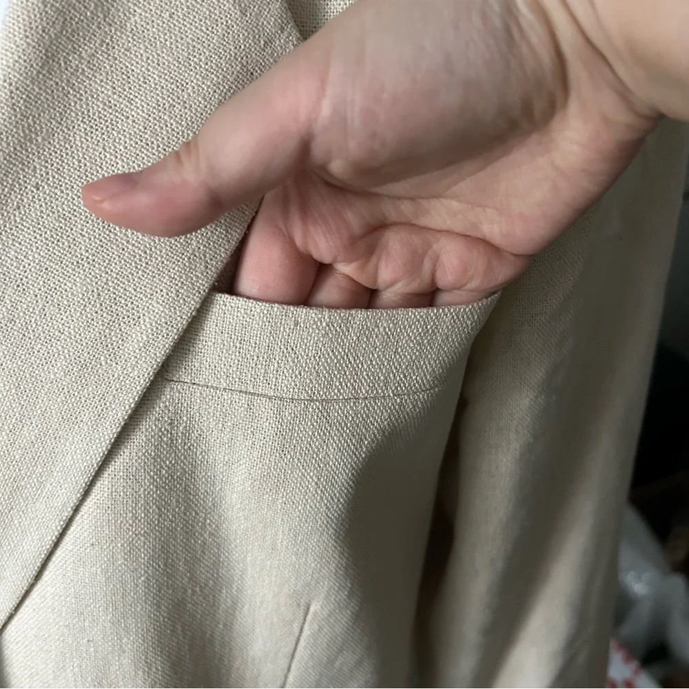 Vintage Silk/Linen Cream Blazer - Picture 2 of 8